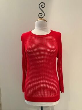 Red Open Stitch Lightweight Sweater